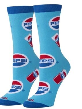 Pepsi Bright Blue Logo Crew Socks Medium NWT